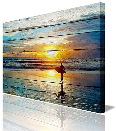 Framed Ocean Landscape Canvas Print 24x36 inch E3048