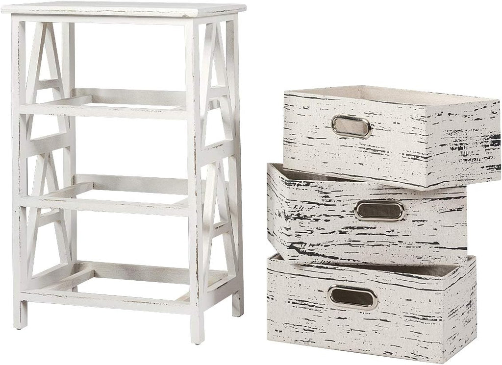 3 Fabrics Storage Drawer Units with Wood Frame Dresser Cabinet Y6053