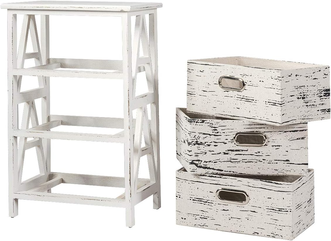 3 Fabrics Storage Drawer Units with Wood Frame Dresser Cabinet Y6053