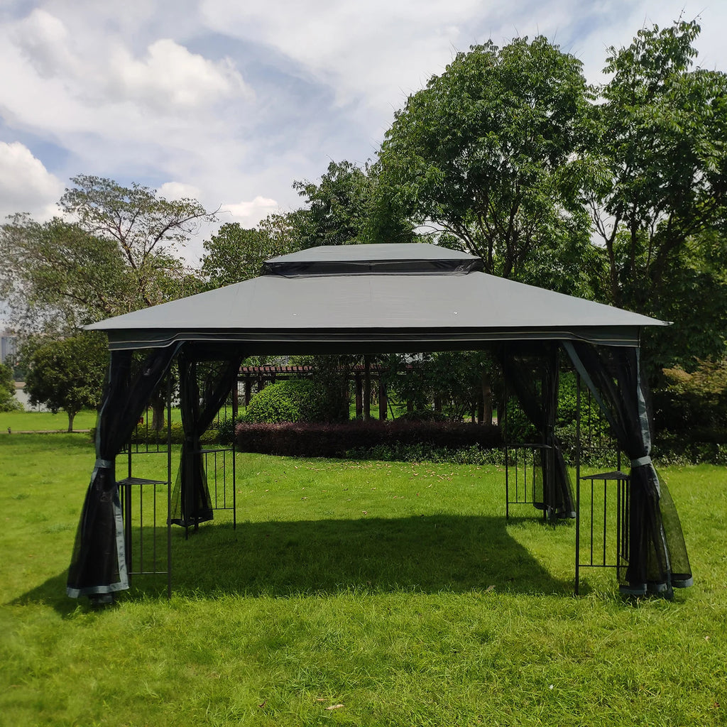 Gray Outdoor Patio Gazebo Canopy Tent with Mosquito Net C579103