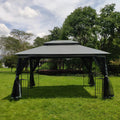 Gray Outdoor Patio Gazebo Canopy Tent with Mosquito Net C579103