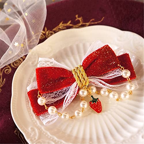 Red Velvet Bow Hair Clips L298