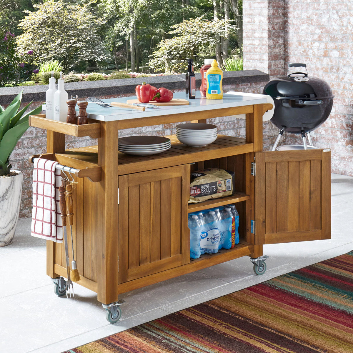 Brown Wood Outdoor Cart C683