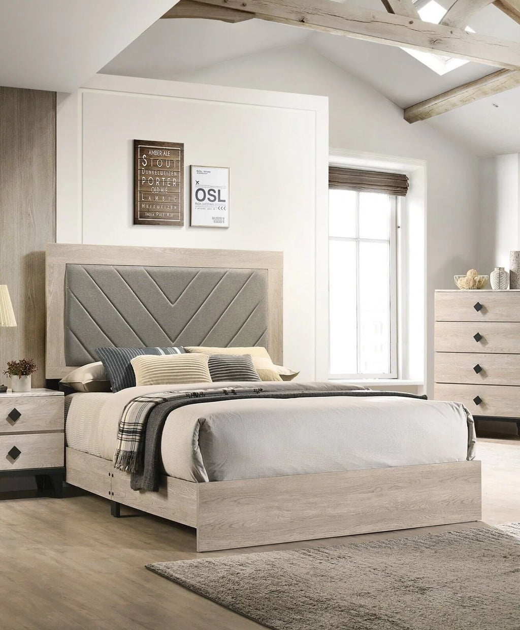 California King Size Bed 3pc Wooden Furniture Set V403