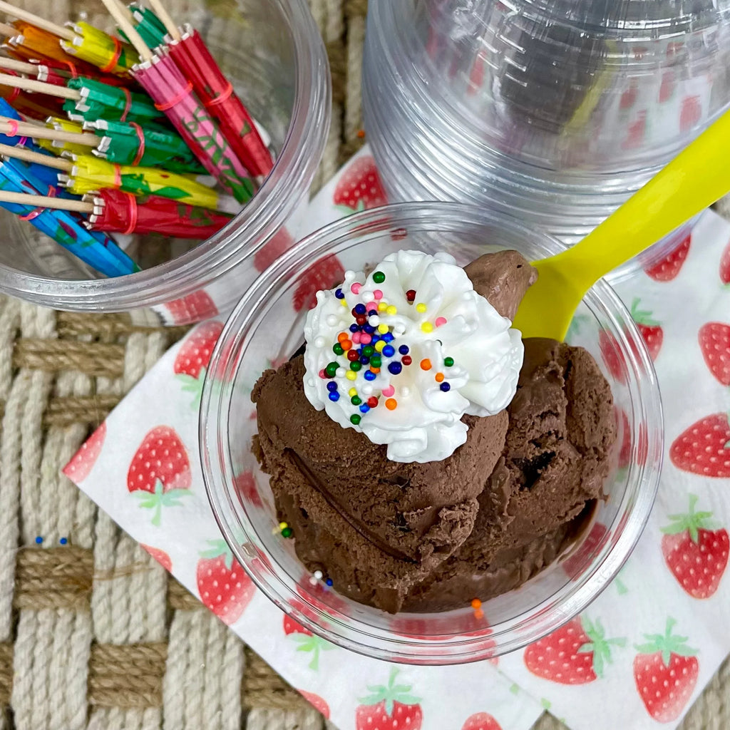 16 Pk Ice Cream Kit with 8 Oz Plastic Dishes, Spoons, Picks B692