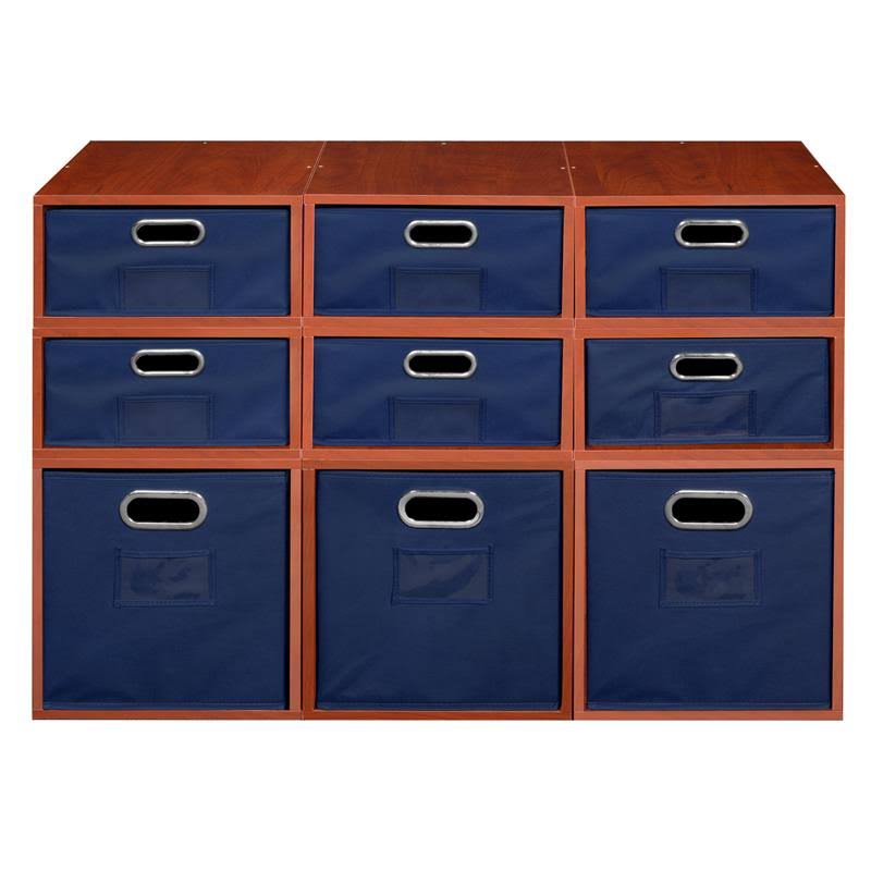 Cherry/Blue 3 Full Cubes/6 Half Cubes Storage Set with Foldable Storage Bins N1080