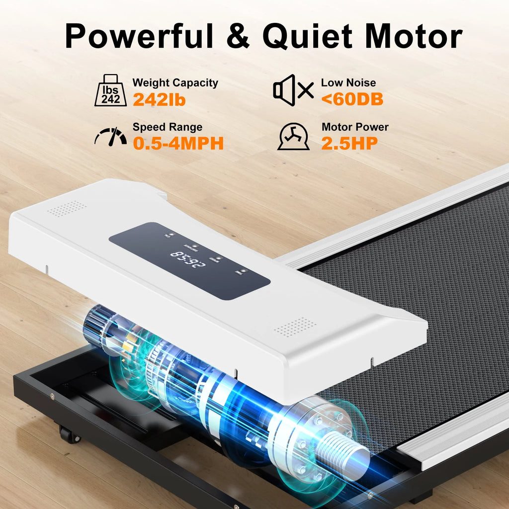 2.5HP Under Desk Treadmill with LED Display Wireless Remote Control White C61663