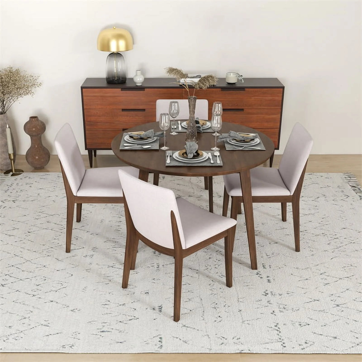 Solid Wood Dining Table and 4 Chair Set C37517