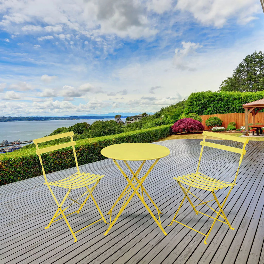 3 Piece Outdoor Furniture Set Yellow Q997