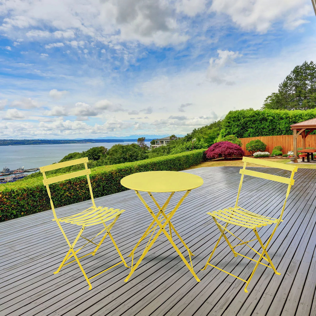 3 Piece Outdoor Furniture Set Yellow Q997