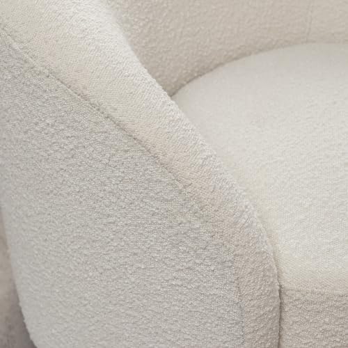 Cream Boucle Swivel Barrel Chair with Round Ottoman Set J88876