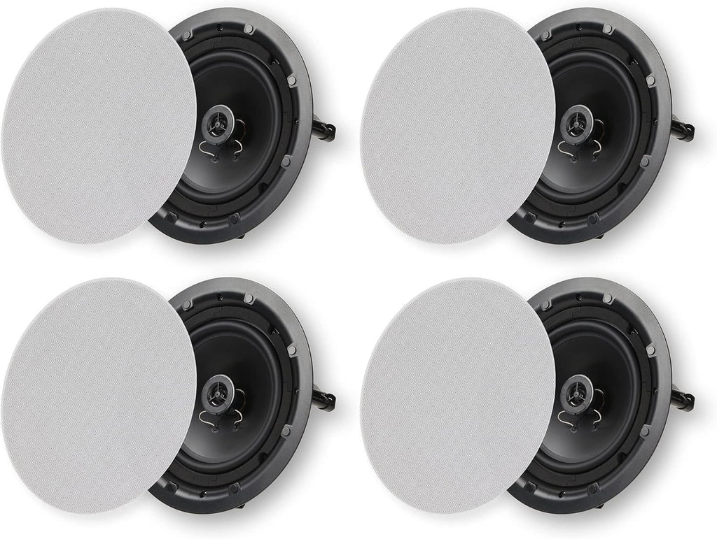 White 8 Inch 2-Way In Ceiling Round Speakers, 4 Pack E1353