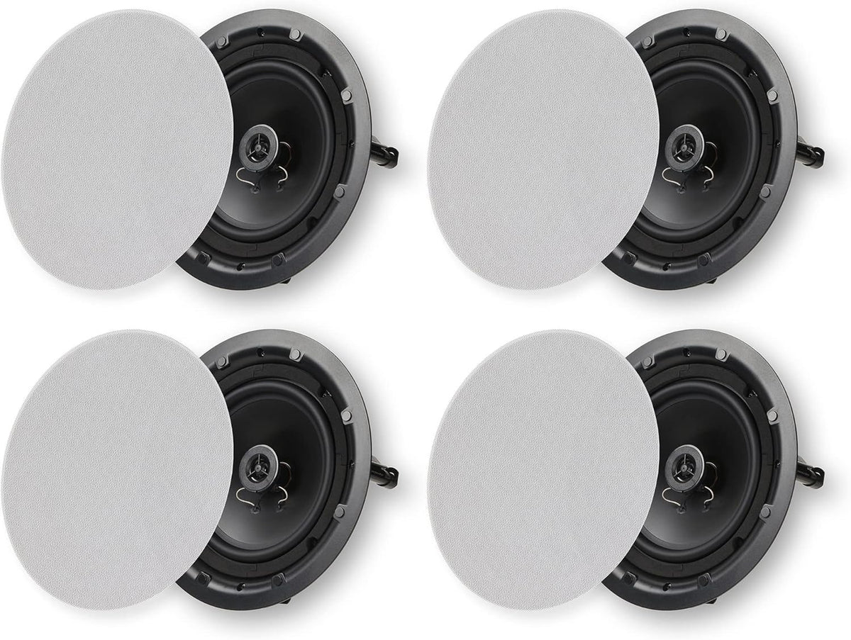 White 8 Inch 2-Way In Ceiling Round Speakers, 4 Pack E1353