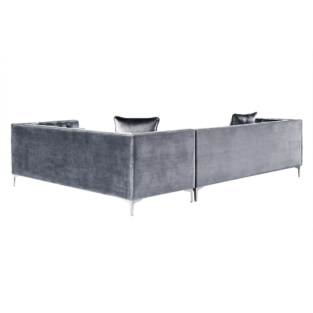 Grey Velvet Corner Sectional Sofa B46120