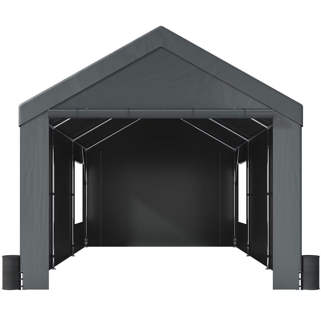 10 x 20 Feet Carport Canopy with Side Walls and Windows A28920