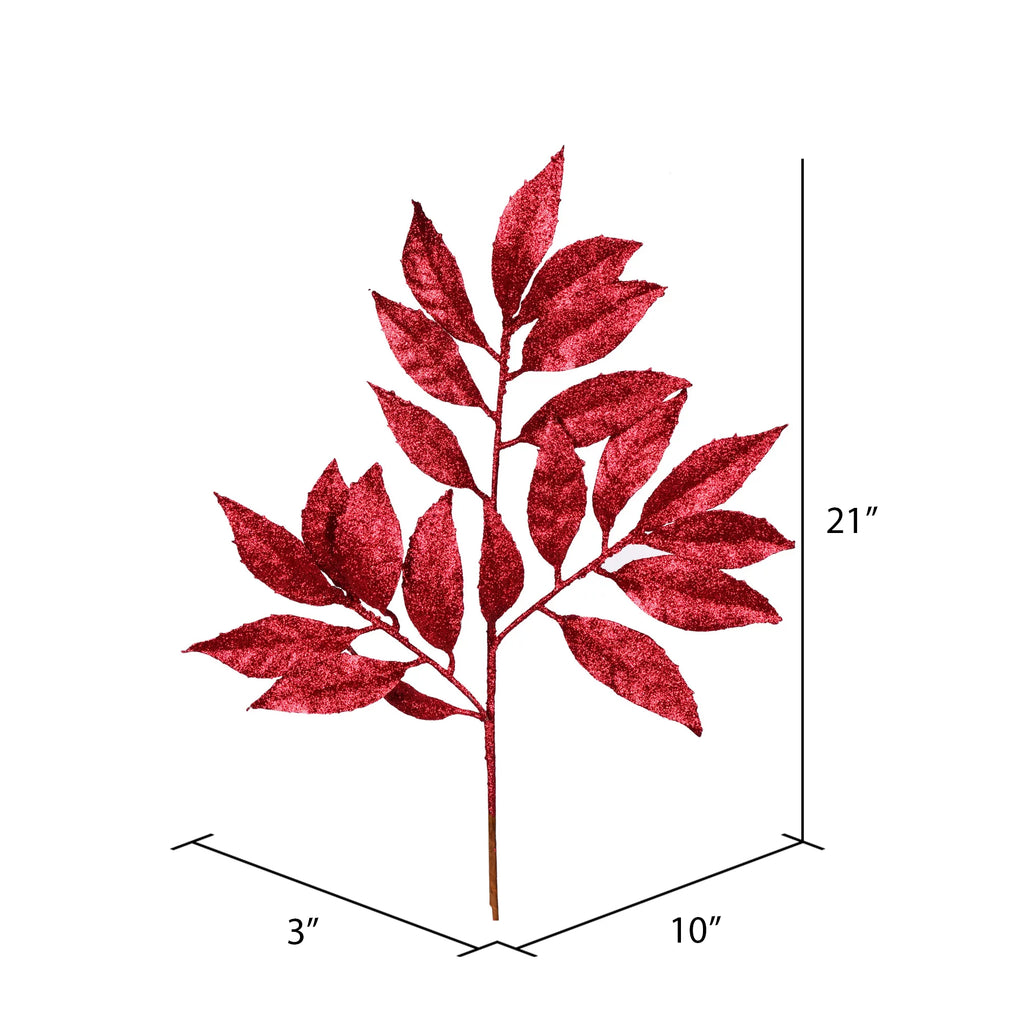 21" Burgundy Glitter Artificial Christmas Spray, 12 Sprays B886