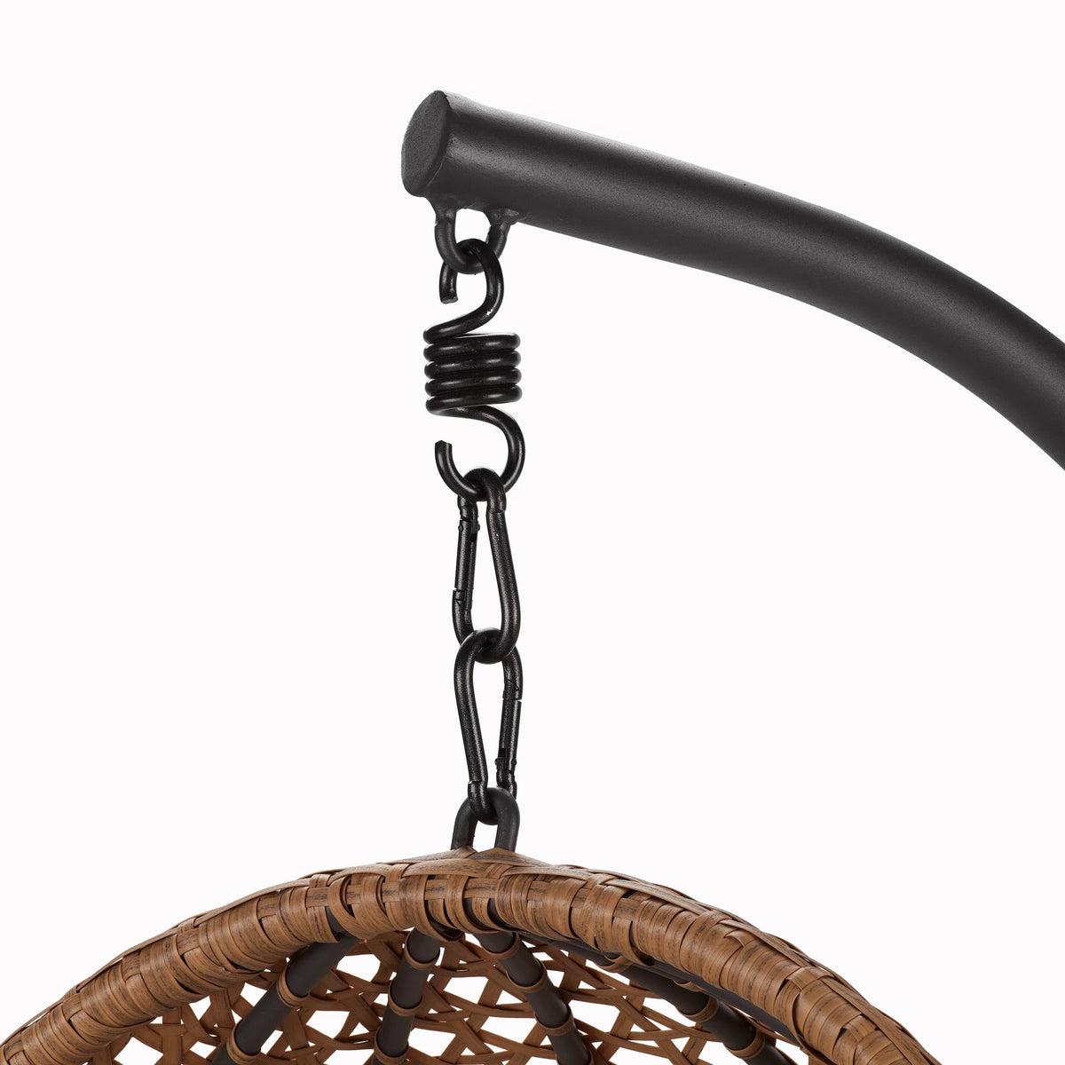 Hanging Egg Chair with Stand Tan Wicker Beige Cushion M349187