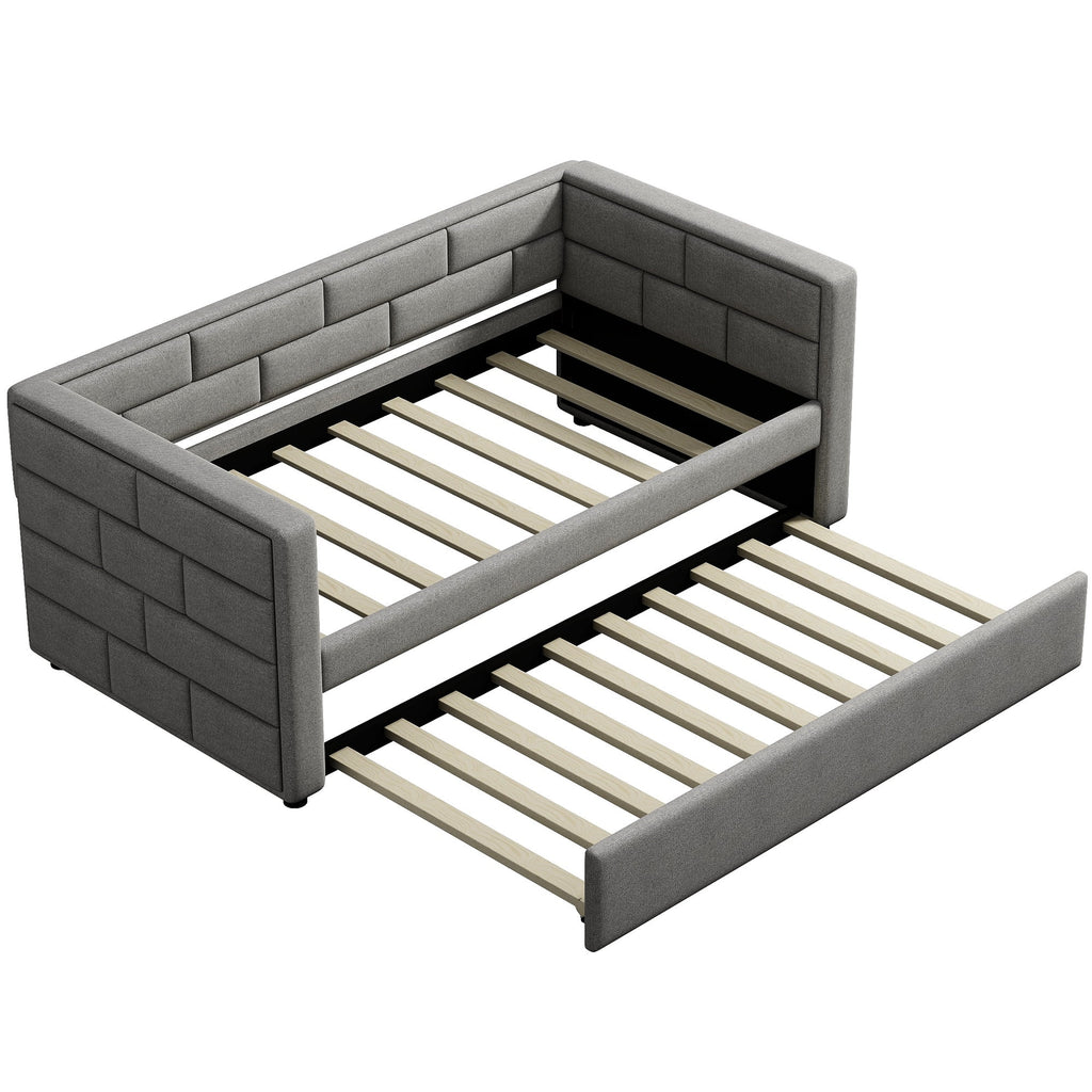 Gray Twin Size Upholstered Daybed with Trundle B103469