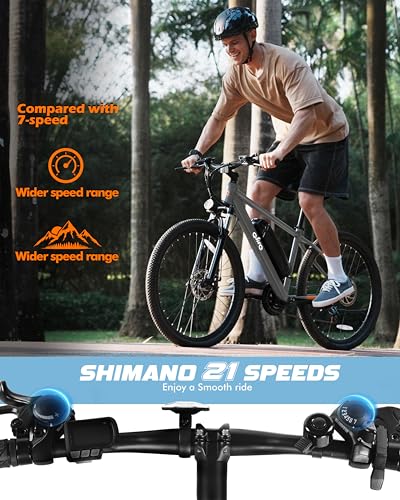 21-Speed Electric Mountain Bike with 350W Motor and Removable Battery W114