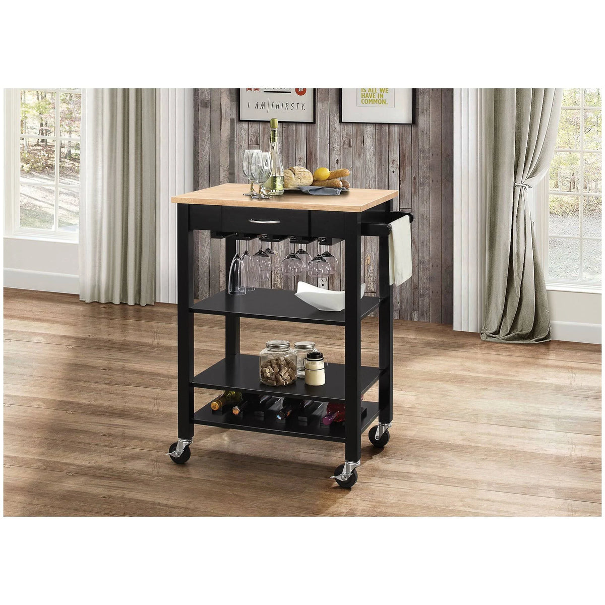 Kitchen Cart Natural & Black C99517