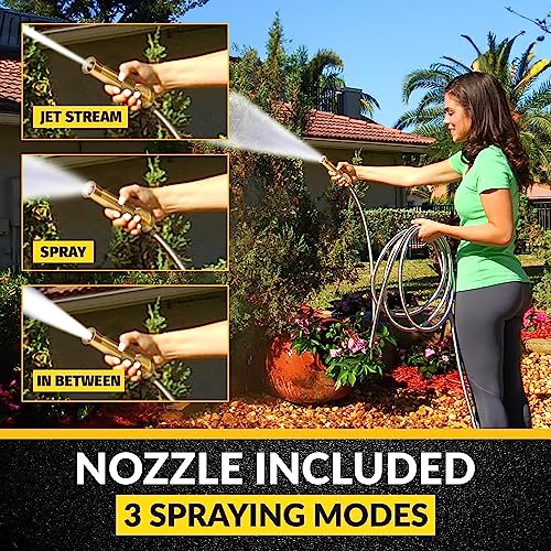 100 Ft Stainless Steel Garden Hose with Nozzle Z366