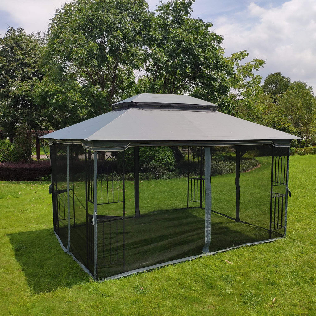 Gray Outdoor Patio Gazebo Canopy Tent with Mosquito Net C579103