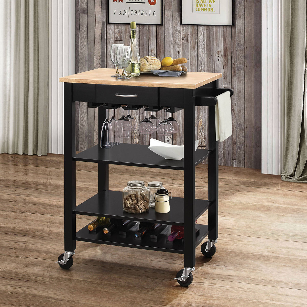 Kitchen Cart Natural & Black C99517