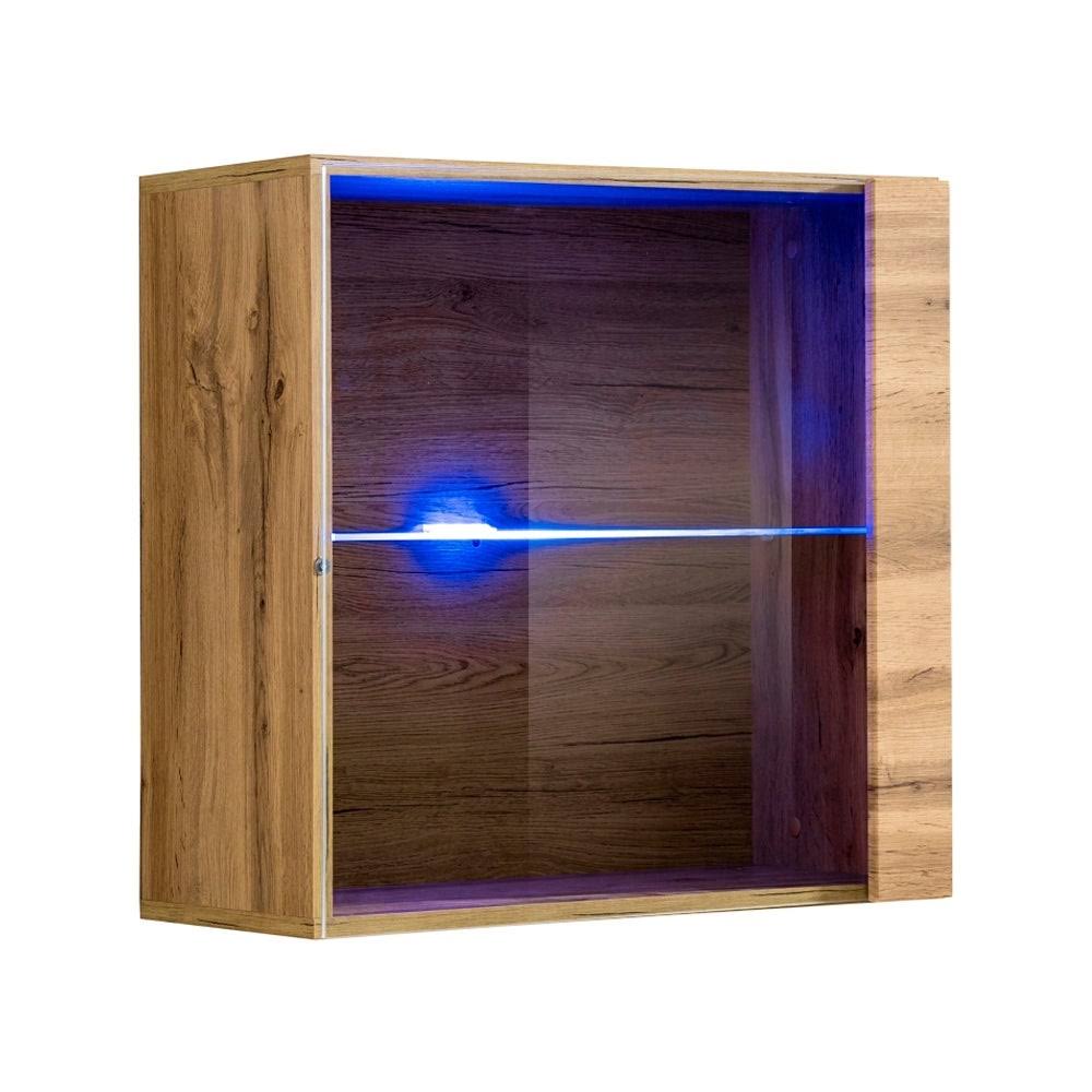 Oak Wall Mounted Floating Bookcase Cabinet Z38656