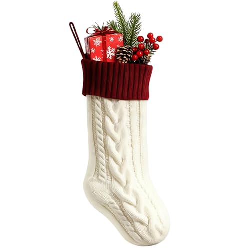 18 Inch Knit Christmas Stockings White Y20884