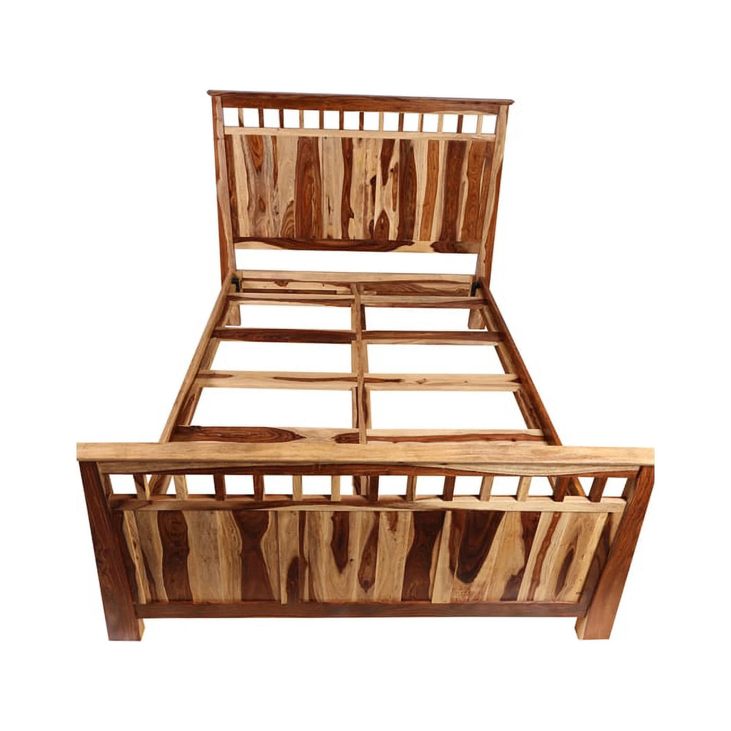 Solid Sheesham Wood Queen Bed with 2 Nightstands P3899