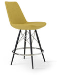 Bar Stool Natural Tubes Chrome Wires Turquoise Wool F557791