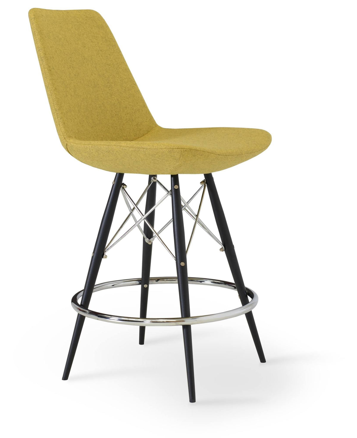 Bar Stool Natural Tubes Chrome Wires Turquoise Wool F557791