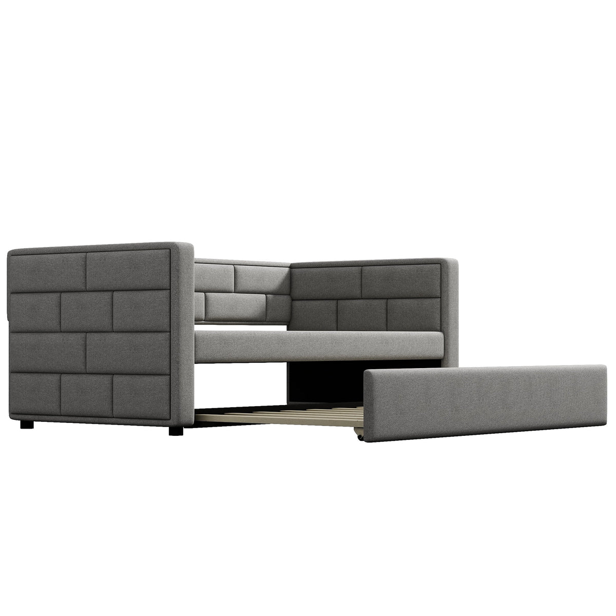 Gray Twin Size Upholstered Daybed with Trundle B103469