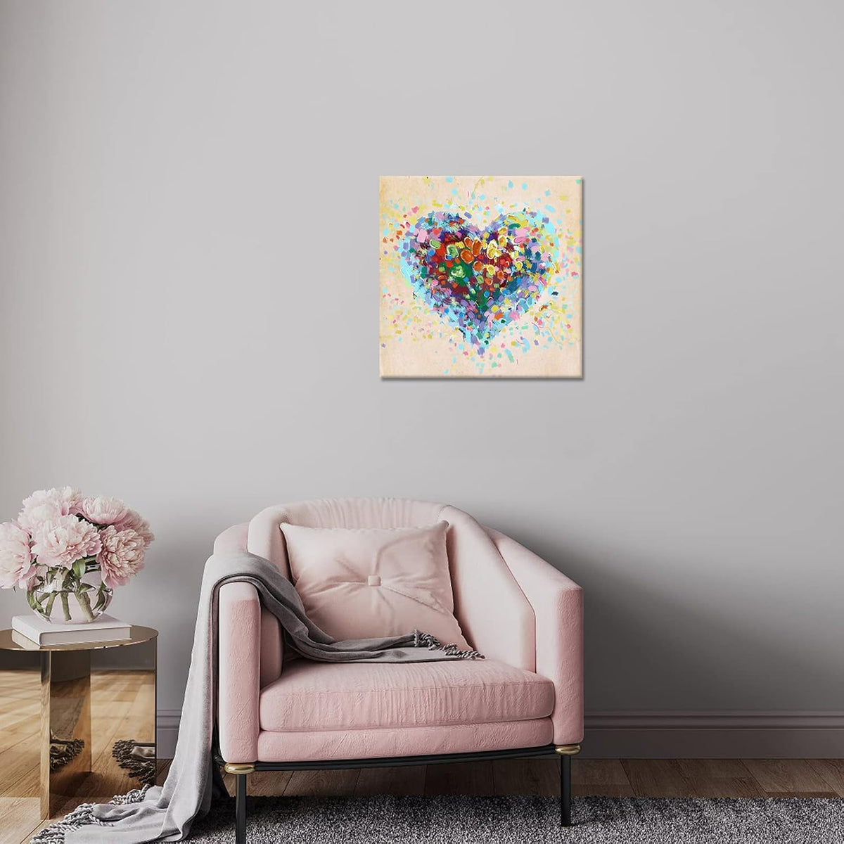 Abstract Love Canvas Wall Art, Stretched and Framed, 24x24inch P3003