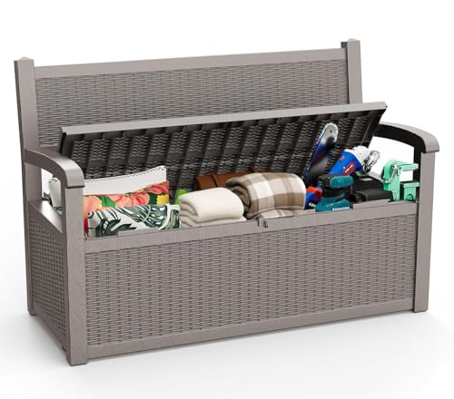 80 Gallon Waterproof Lockable Storage Bench Deck Box with Armrests L59809
