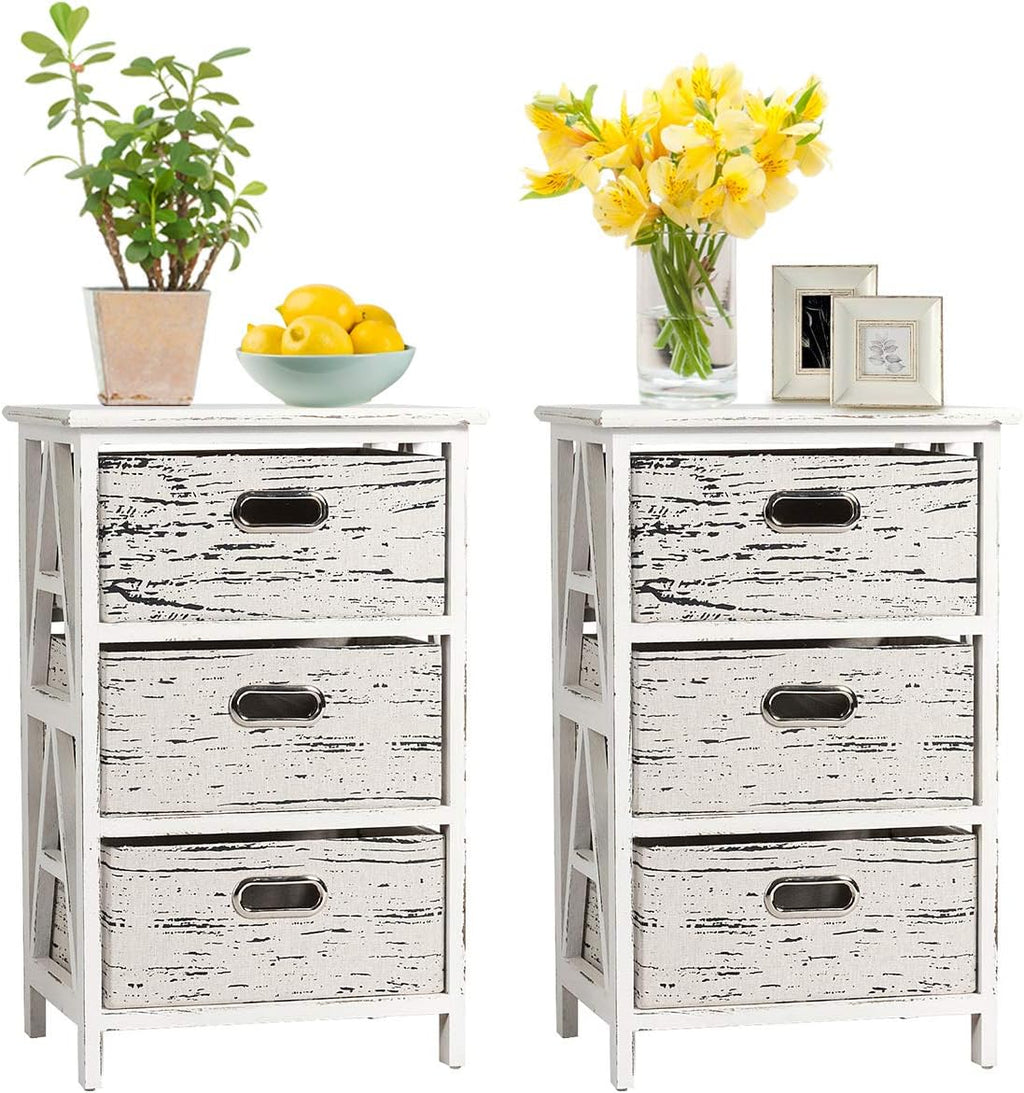 3 Fabrics Storage Drawer Units with Wood Frame Dresser Cabinet Y6053