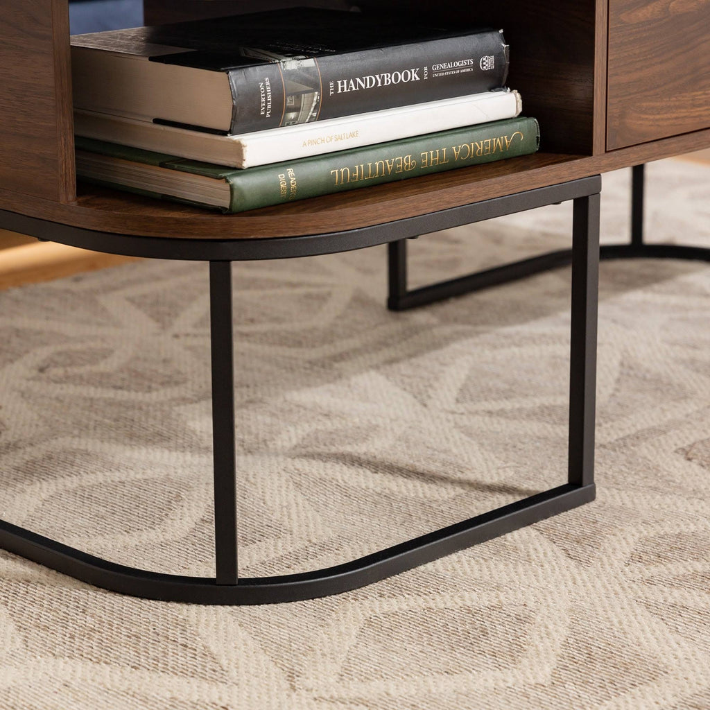1-Drawer Curved Coffee Table Dark Walnut G58241
