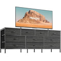 63 Inch 10 Fabric Drawers Rustic Brown Dresser S5511