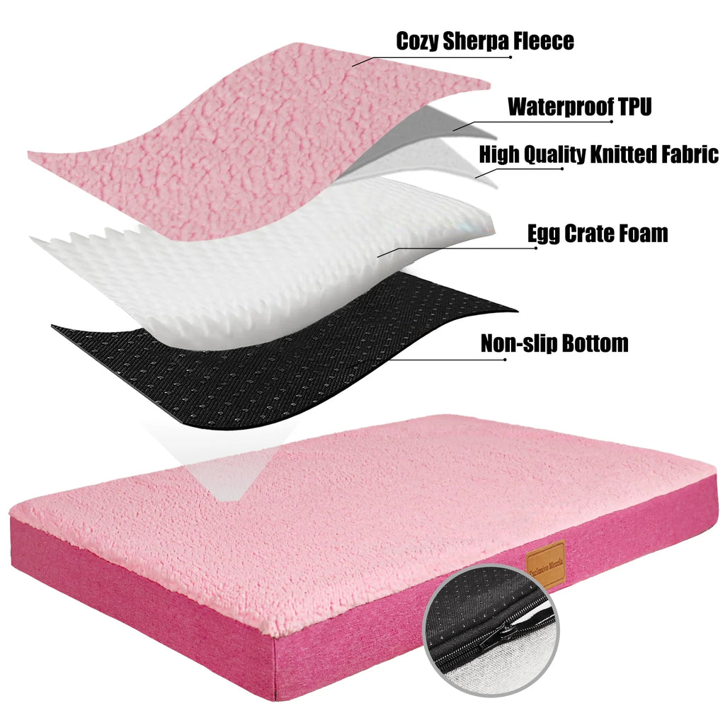 30"X20" Pink Orthopedic Pet Bed with Removable Washable Cover H292