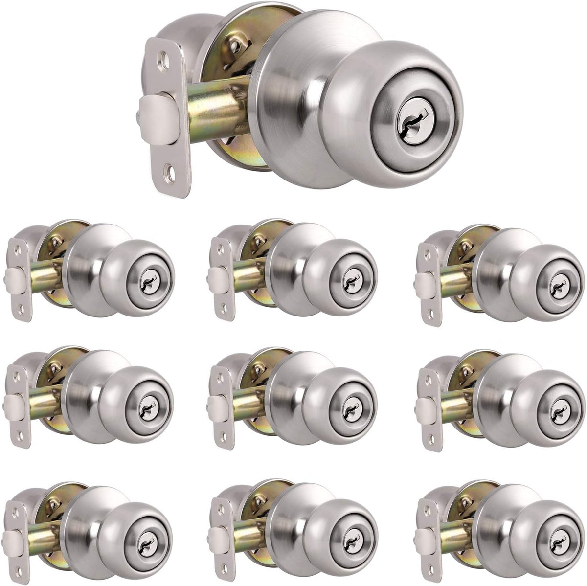 Keyless Privacy Door Handle Lockset, Satin Nickel, 10 Pack B401