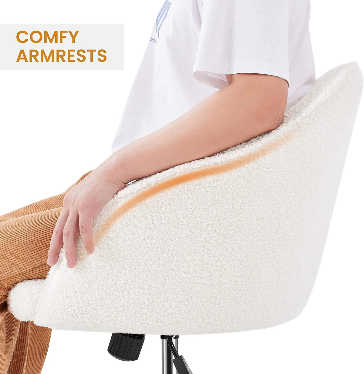 Boucle Desk Chair with Adjustable Tilt Angle J64423