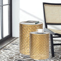 Metal End Tables Set of 2 Gold Nesting Side Coffee Table M139307