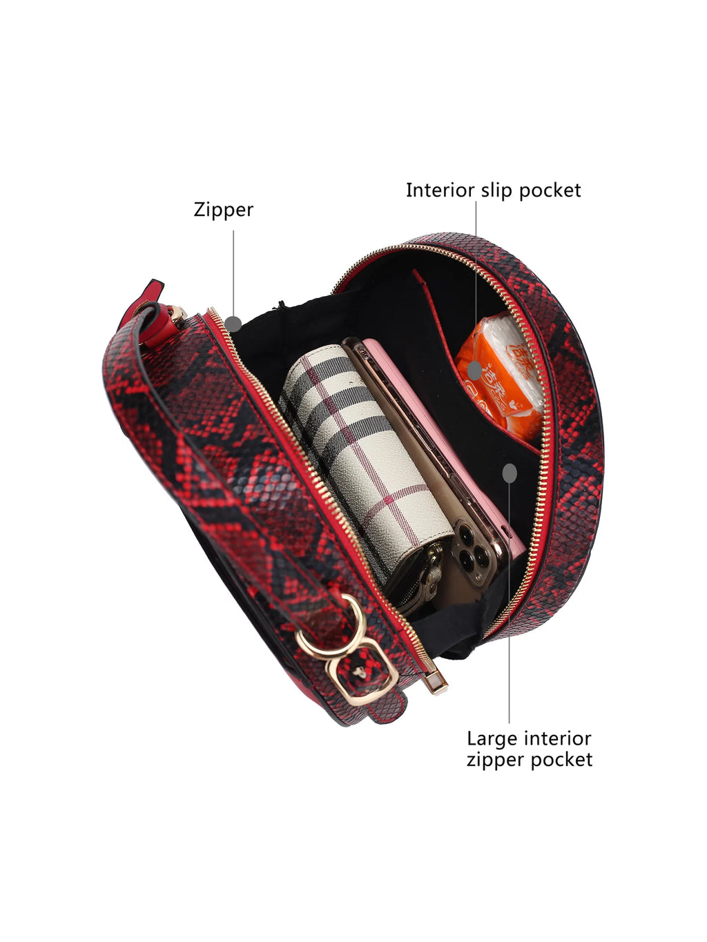 Red Vegan Leather Crossbody Bag T1756