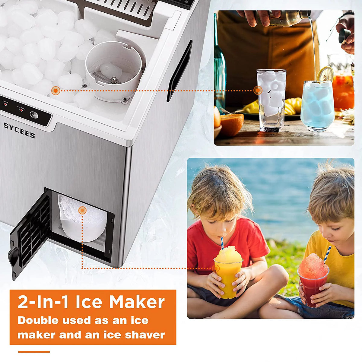 2-in-1 Countertop Ice Maker and Shaver Machine with Ice Scoop and Basket T357