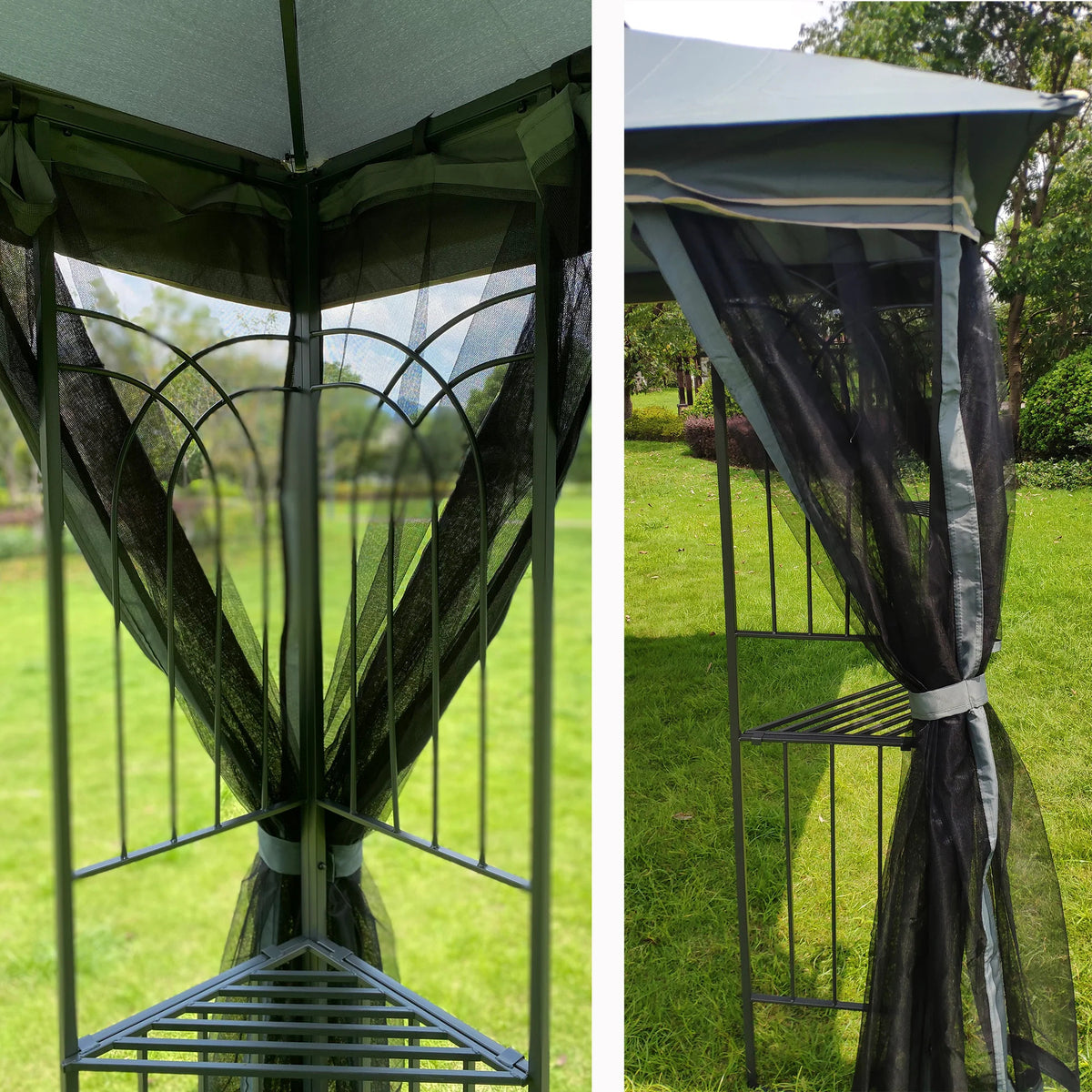 Gray Outdoor Patio Gazebo Canopy Tent with Mosquito Net C579103