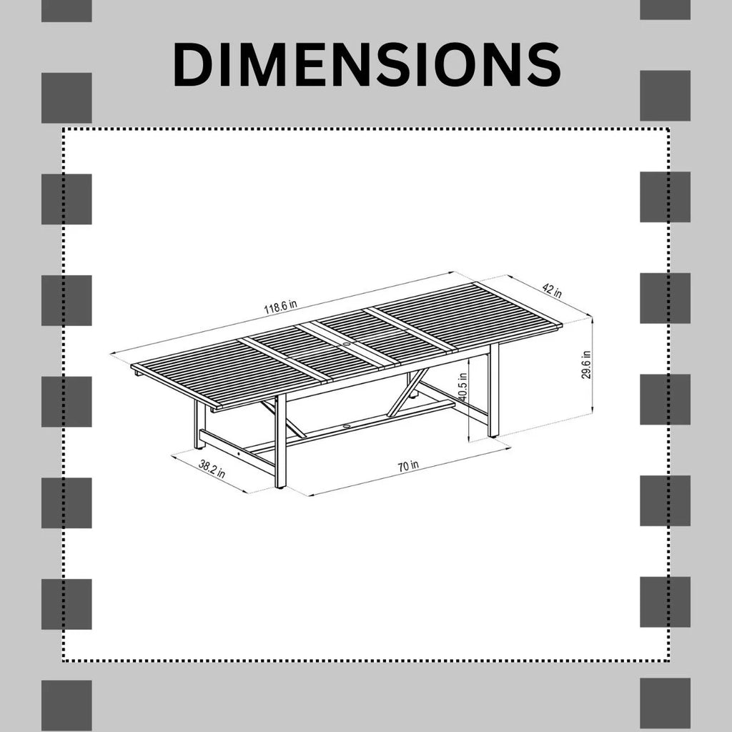 Eucalyptus 9-Piece Extendable Rectangular Patio Dining Set L566