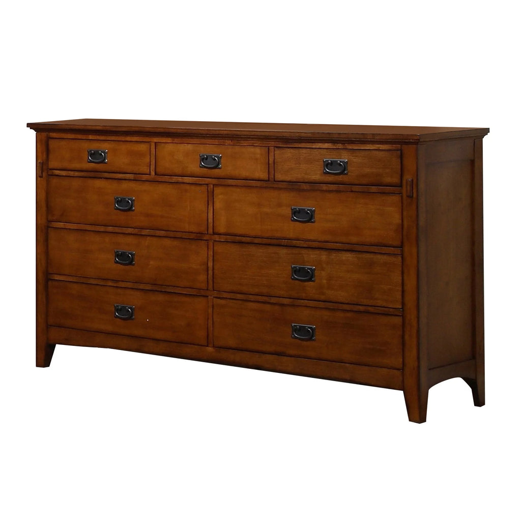 Distressed Chestnut Wood Dresser & Mirror Set O670187
