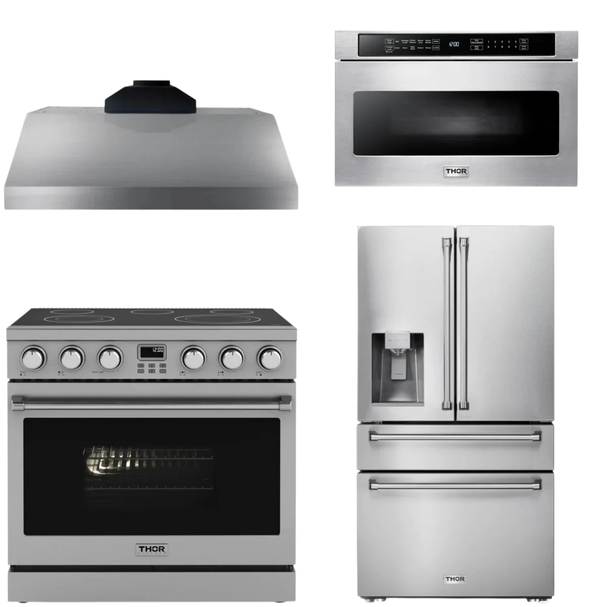 36 Electric Range, Range Hood, Refrigerator and Microwave Z661853