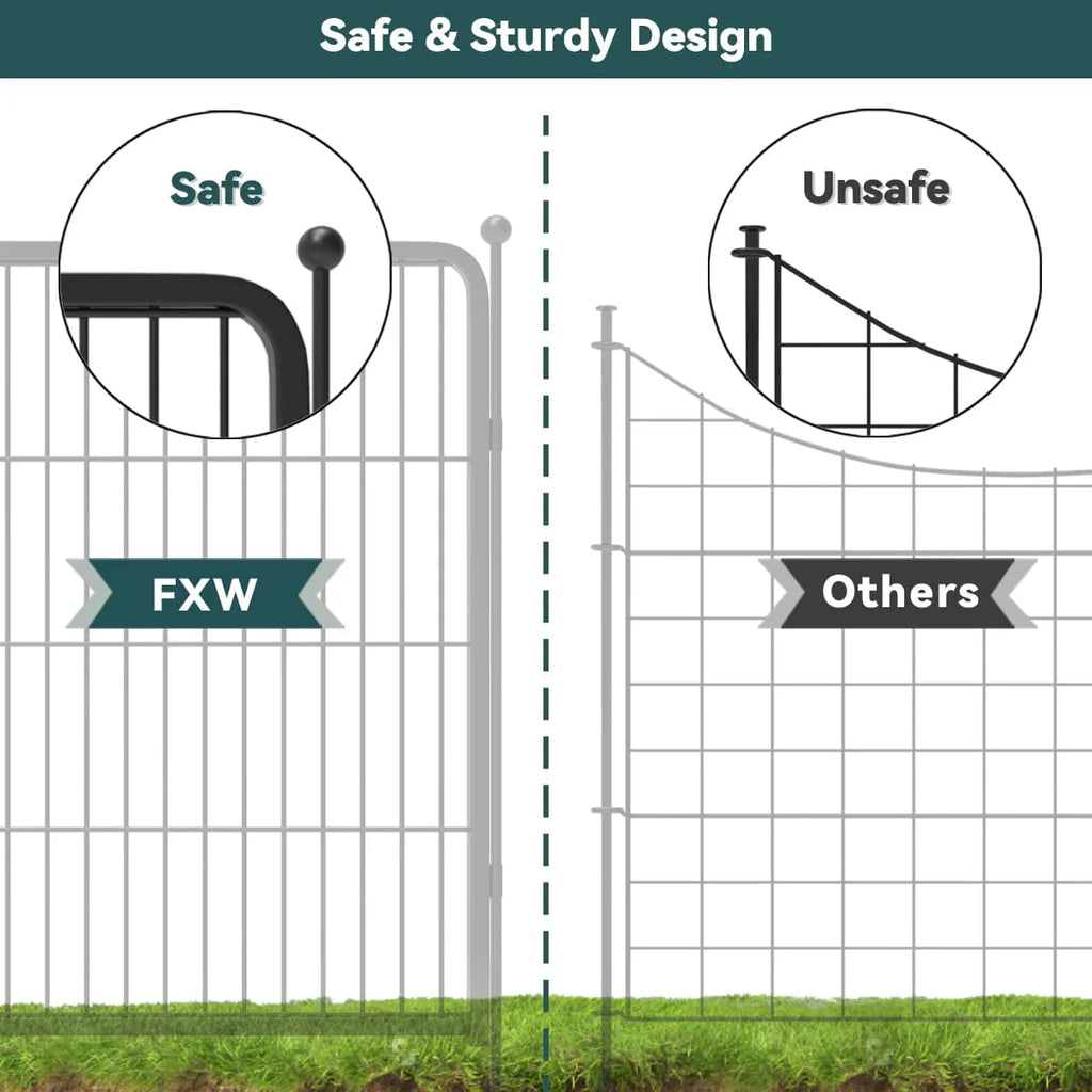 24 Panels 54ft x 32in Black Metal Garden Fence with 2 Gates J227544