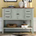 Green Wood Buffet Storage Cabinet with Drawers D8113